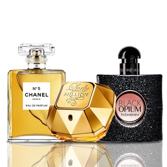 Set de 3 Perfumes | Chanel N°5 + Lady Million + Black Opium